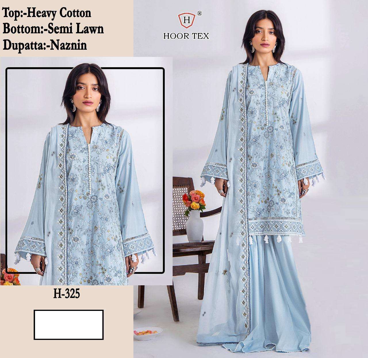 H-325 HIT DESIGN BY HOOR TEX HEAVY COTTON EMBROIDERY WORK PAKISTANI DRESS