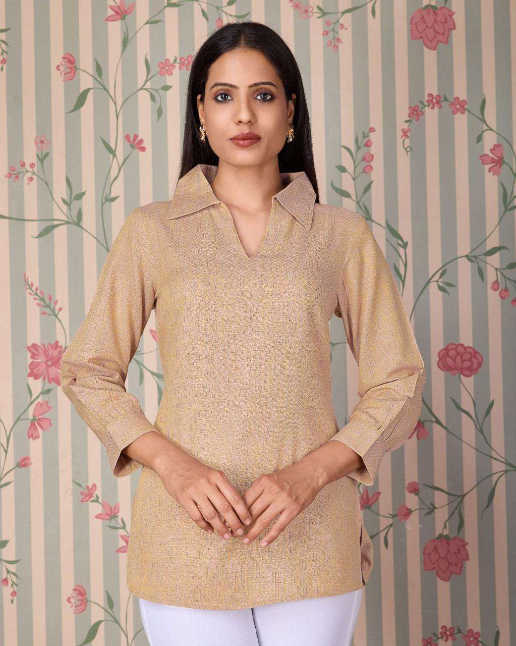 HELLY VOL-4 BY AQSAWHOLESALE COTTON PRINT WORK TOP TUNICS