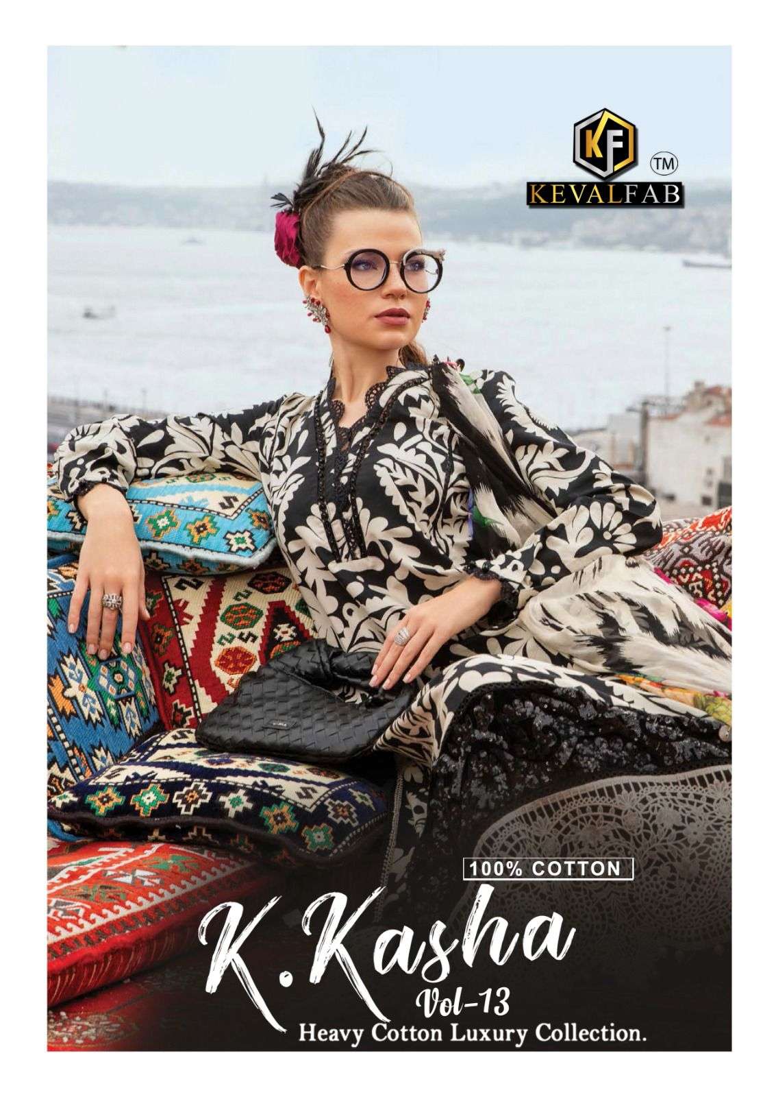 K.KASHA VOL-13 BY KEVAL FAB 13001 TO 13006 SERIES HEAVY COTTON PRINT PAKISTANI DRESSES