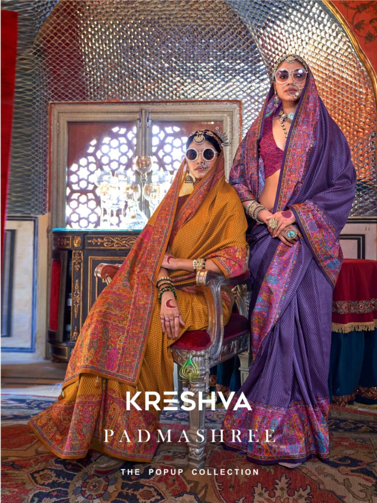 PADMASHREE BY KRESHVA K-707 TO K-712 SERIES SILK PRINT WORK FESTIVE WEAR SAREES