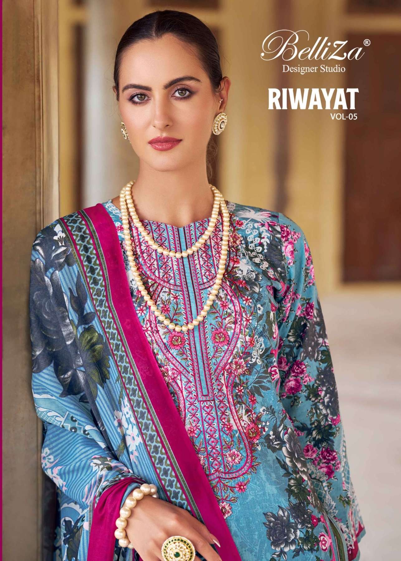 RIWAYAT VOL-5 BY BELLIZA 984-001 TO 984-008 SERIES VISCOSE RAYON PRINT WORK DRESSES