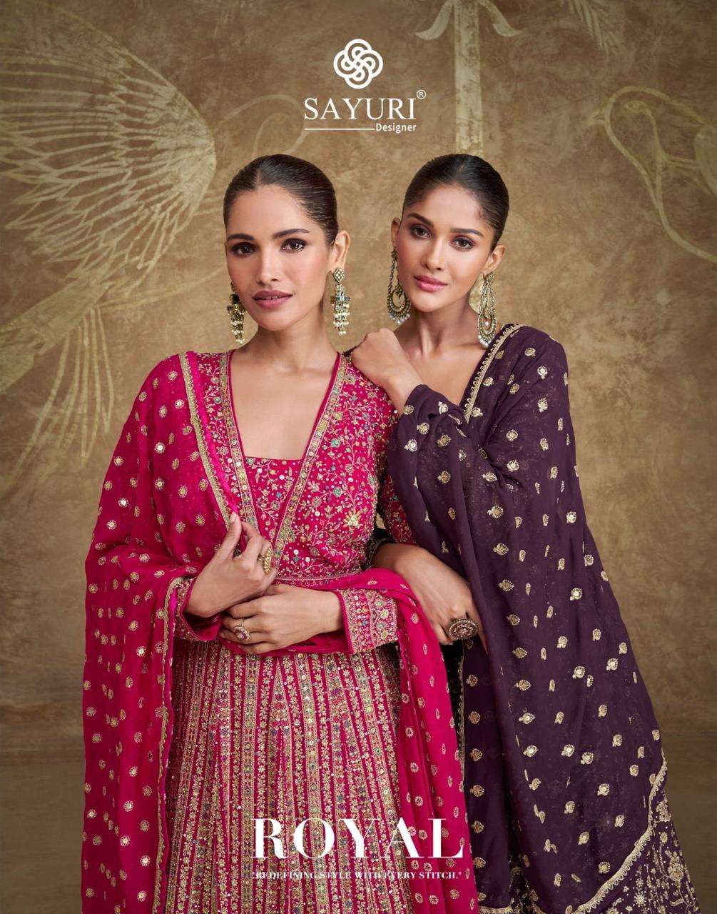 ROYAL BY SAYURI 5650 TO 5652 SERIES GEORGETTE HEAVY WORK GOWN & DUPATTAS