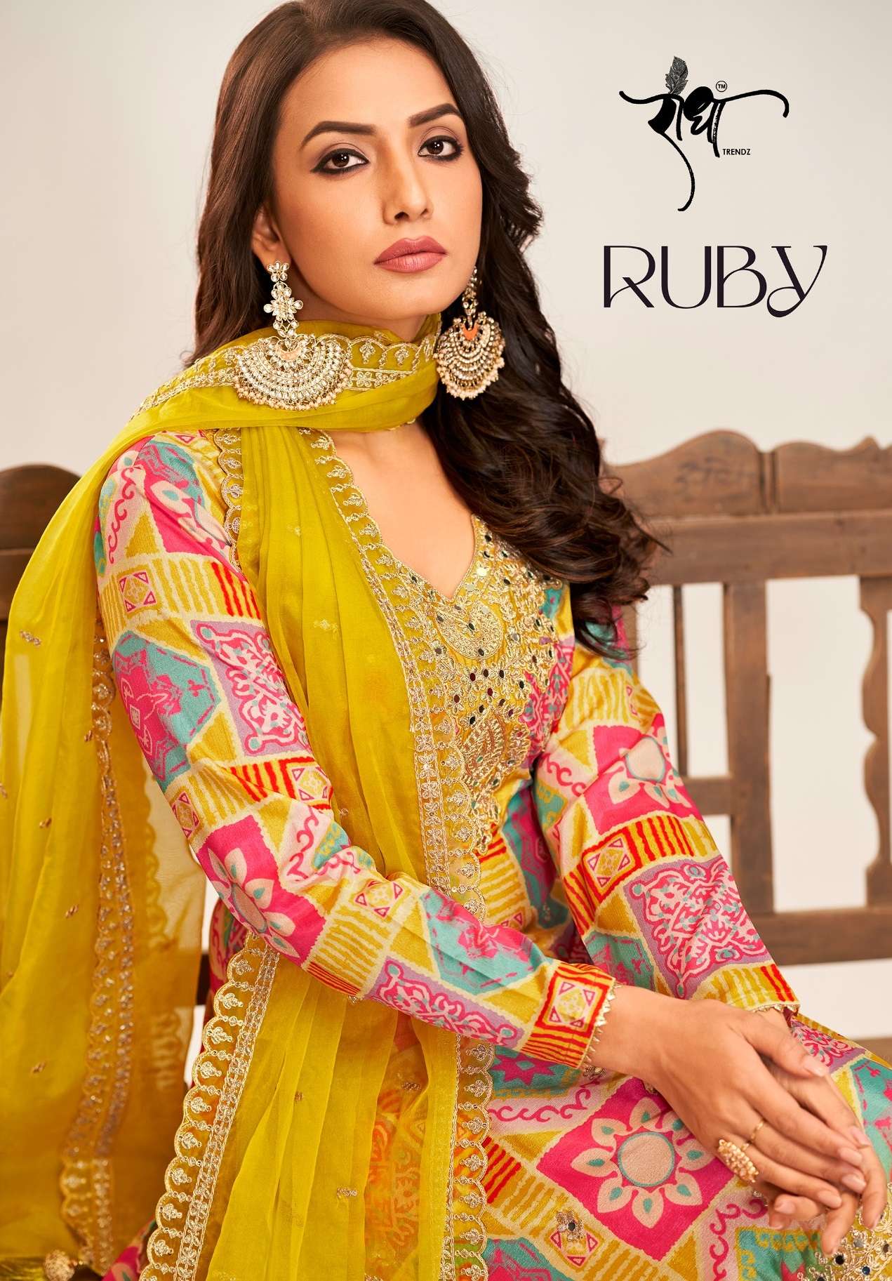 RUBY BY RADHA TRENDZ 3011 TO 3014 SERIES CHINON HEAVY WORK READYMADE DRESSES