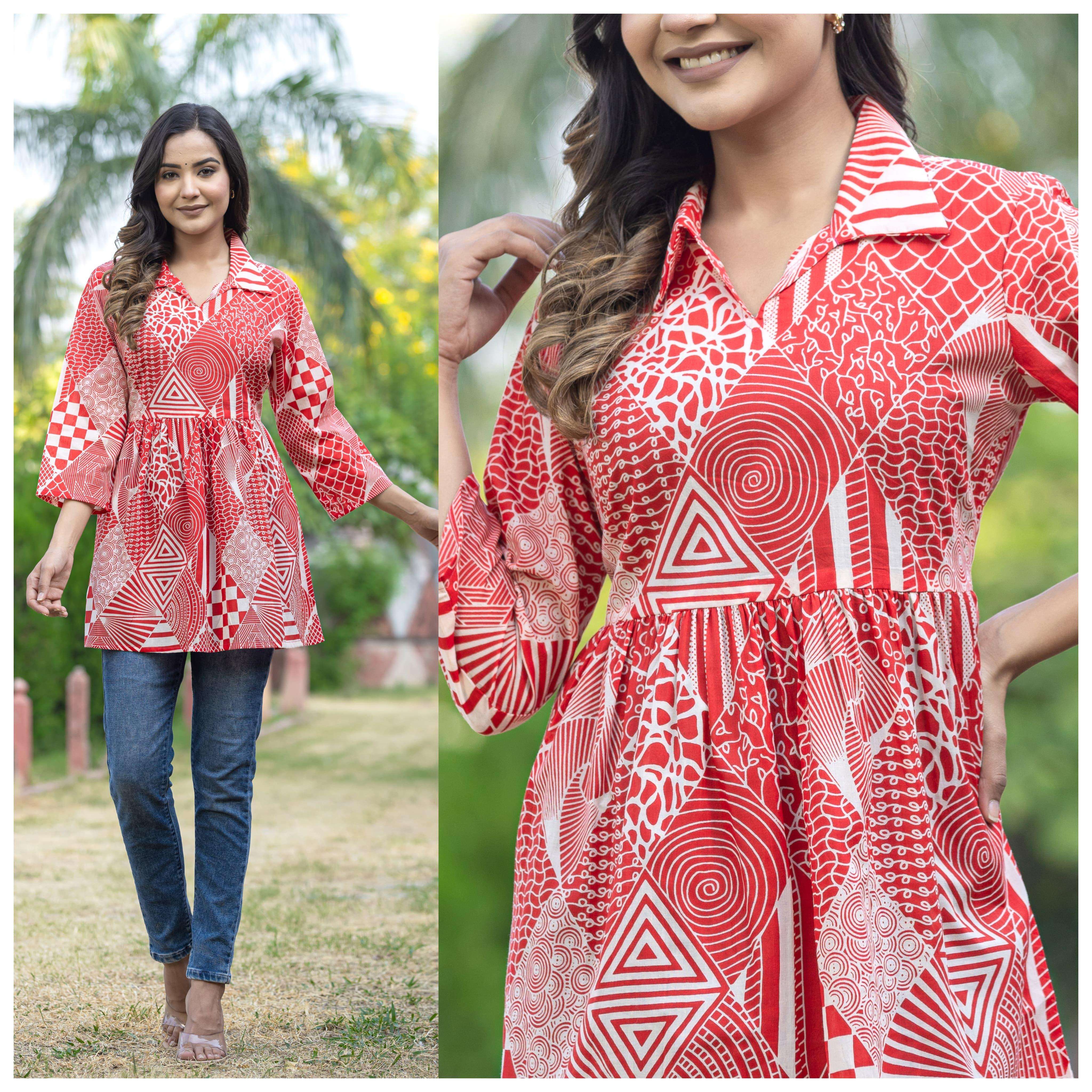 SABELLA BY AQSAWHOLESALE CAMBRIC COTTON PRINT TOPS