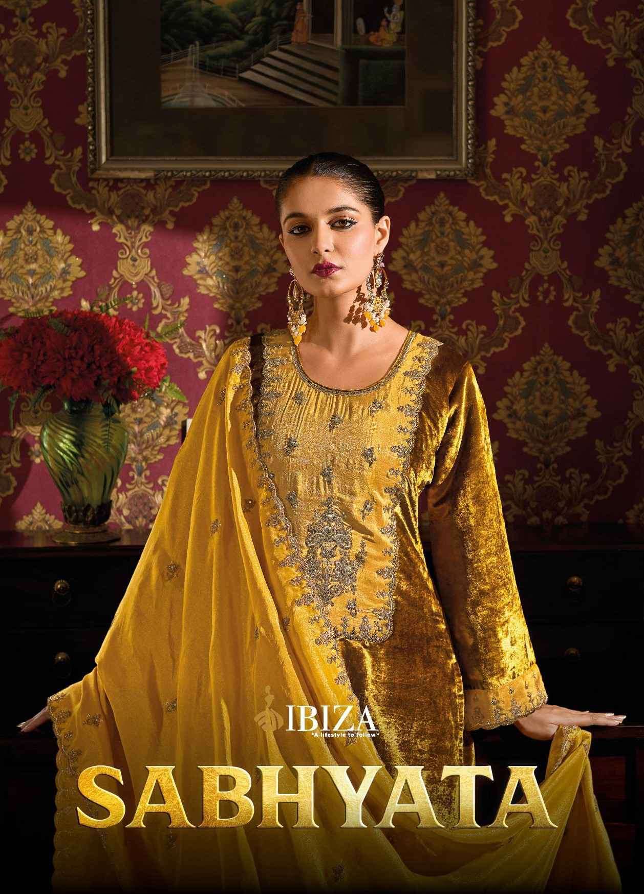 SABHYATA BY IBIZA LIFESTYLE 11161 TO 11166 SERIES VISCOSE VELVET WORK WINTER WEAR DRESSES