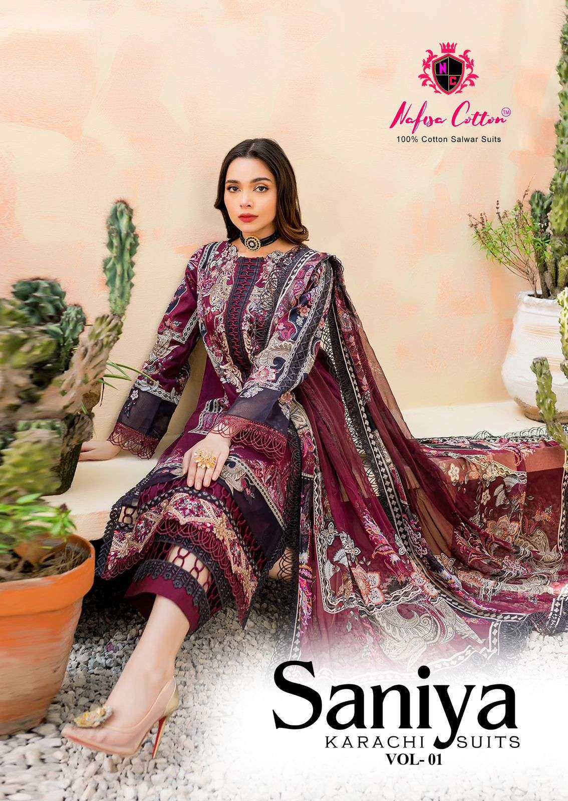 SANIYA VOL-1 BY NAFISA COTTON 1001 TO 1006 SERIES SOFT COTTON PRINT PAKISTANI DRESSES