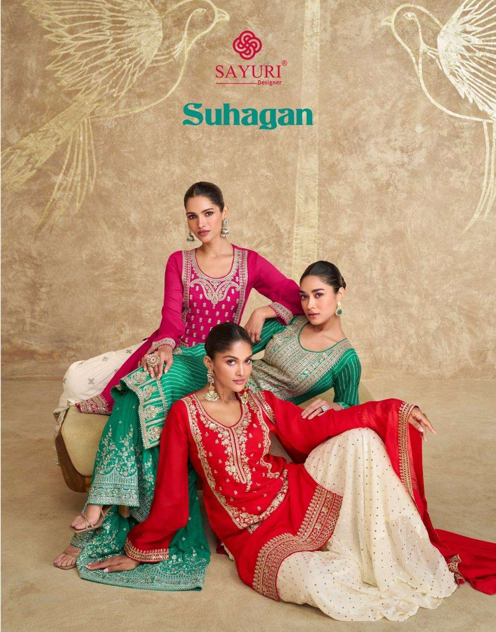 SUHAGAN BY SAYURI 5668 TO 5670 SERIES CHINON SILK HEAVY WORK READYMADE DRESSES