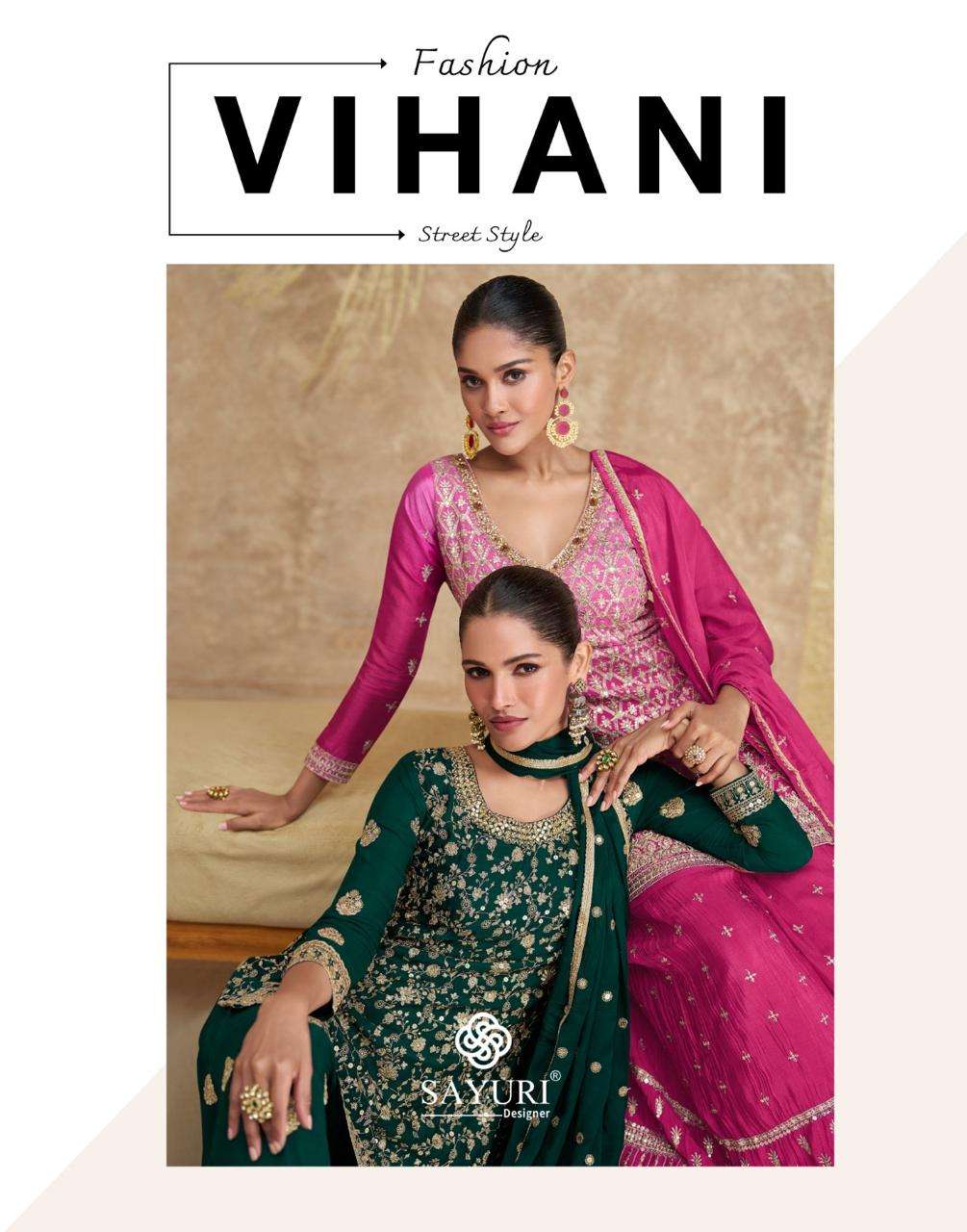 VIHANI BY SAYURI 5612 & 5613 SERIES CHINON SILK HEAVY WORK READYMADE DRESSES