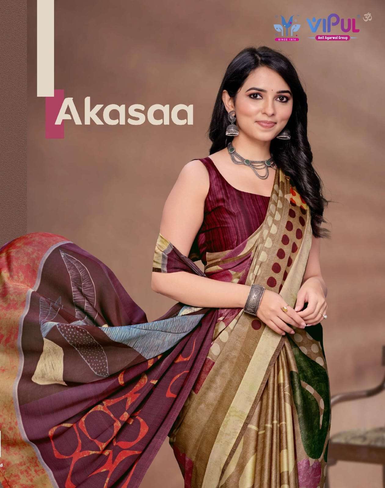 AKASAA BY VIPUL 86958 TO 86969 SERIES SATAN SILK PRINT CASUAL WEAR SAREES