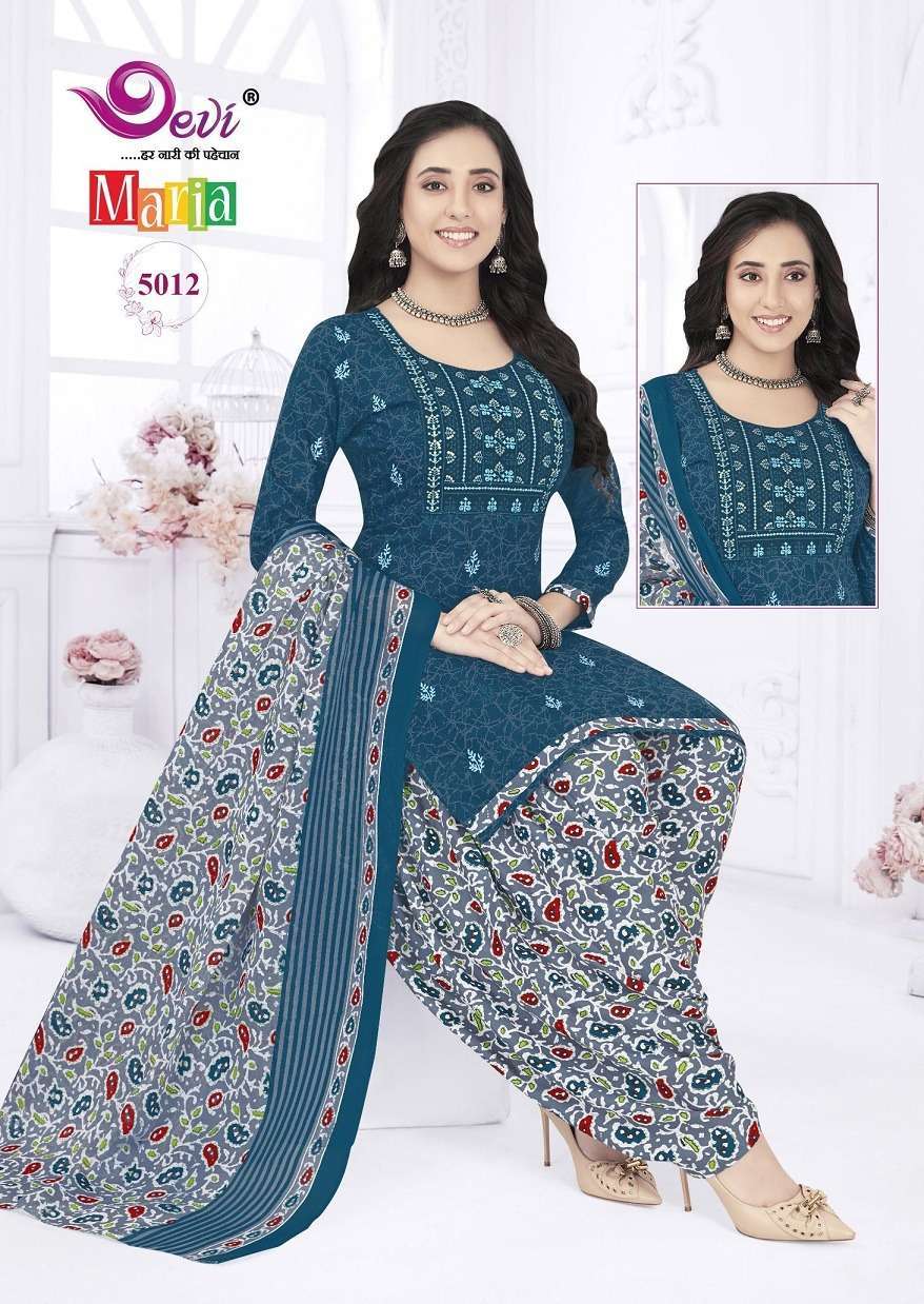 MARIA VOL-5 BY DEVI 5001 TO 5012 SERIES COTTON PRINT WORK READYMADE DRESSES