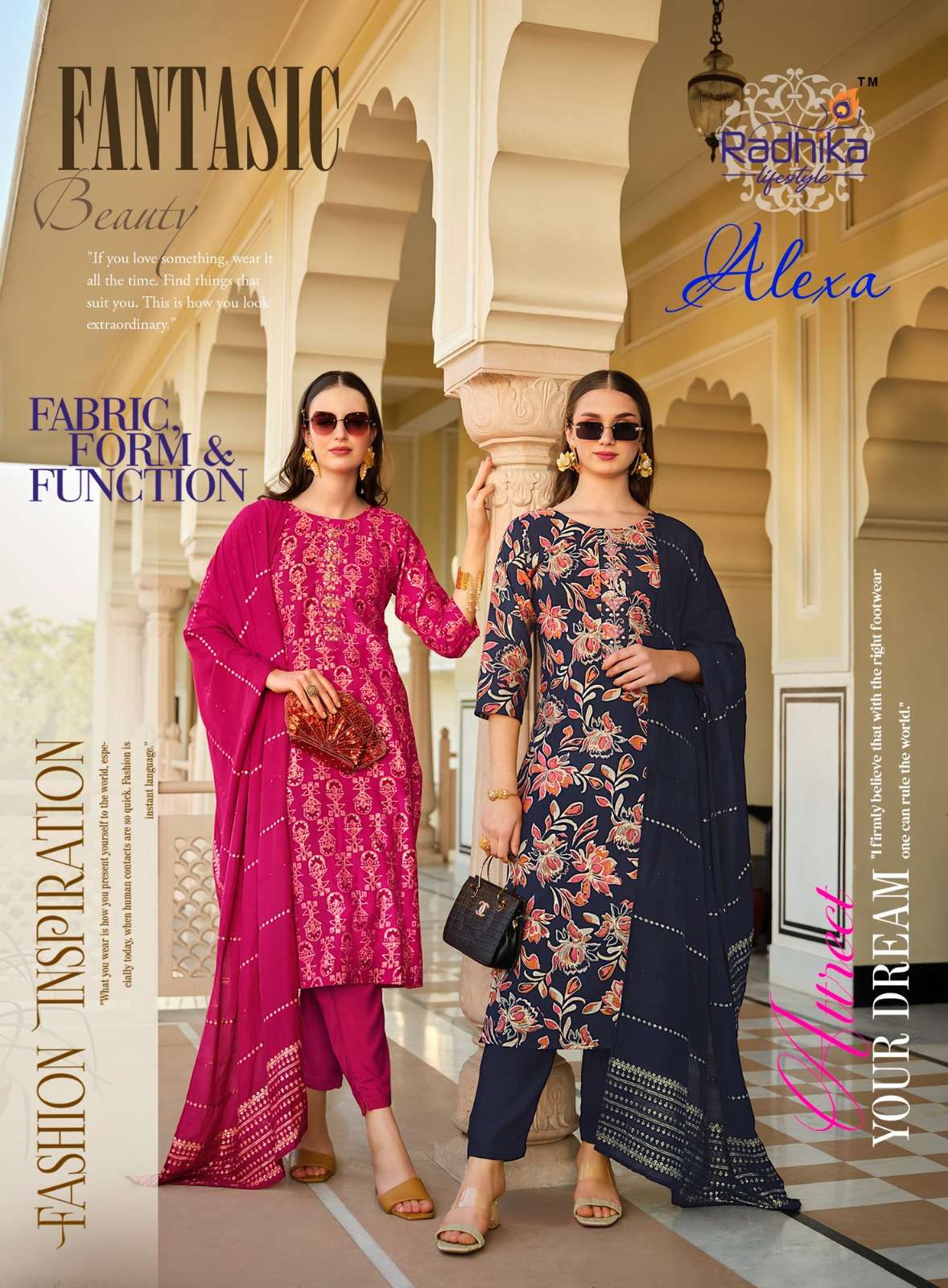 ALEXA VOL-1 BY RADHIKA LIFESTYLE 1001 TO 1006 SERIES VATICAN SILK READYMADE DRESSES