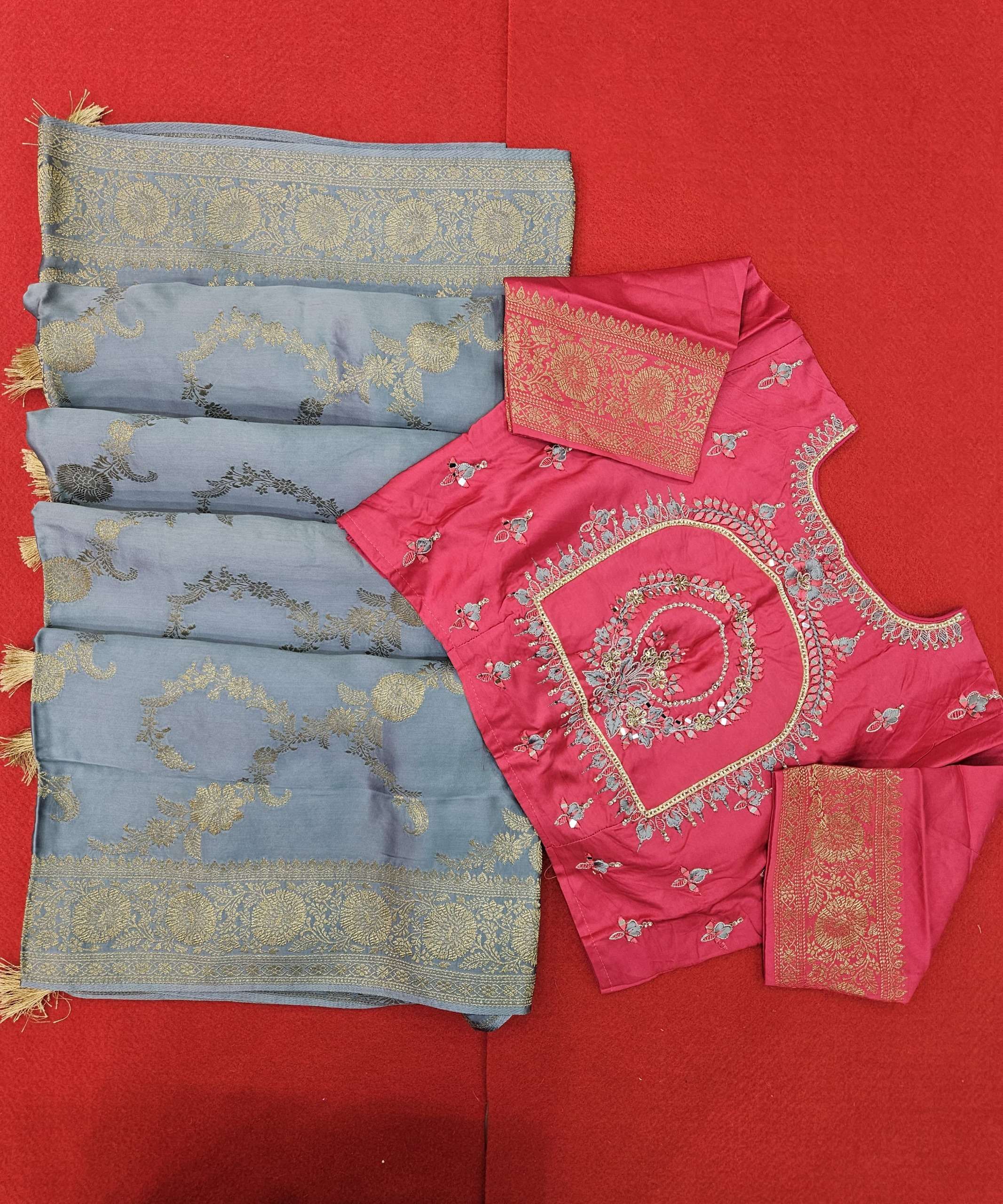 ALF-1012 NX BY AQSAWHOLESALE PURE SATIN SILK HAND WORK SAREES