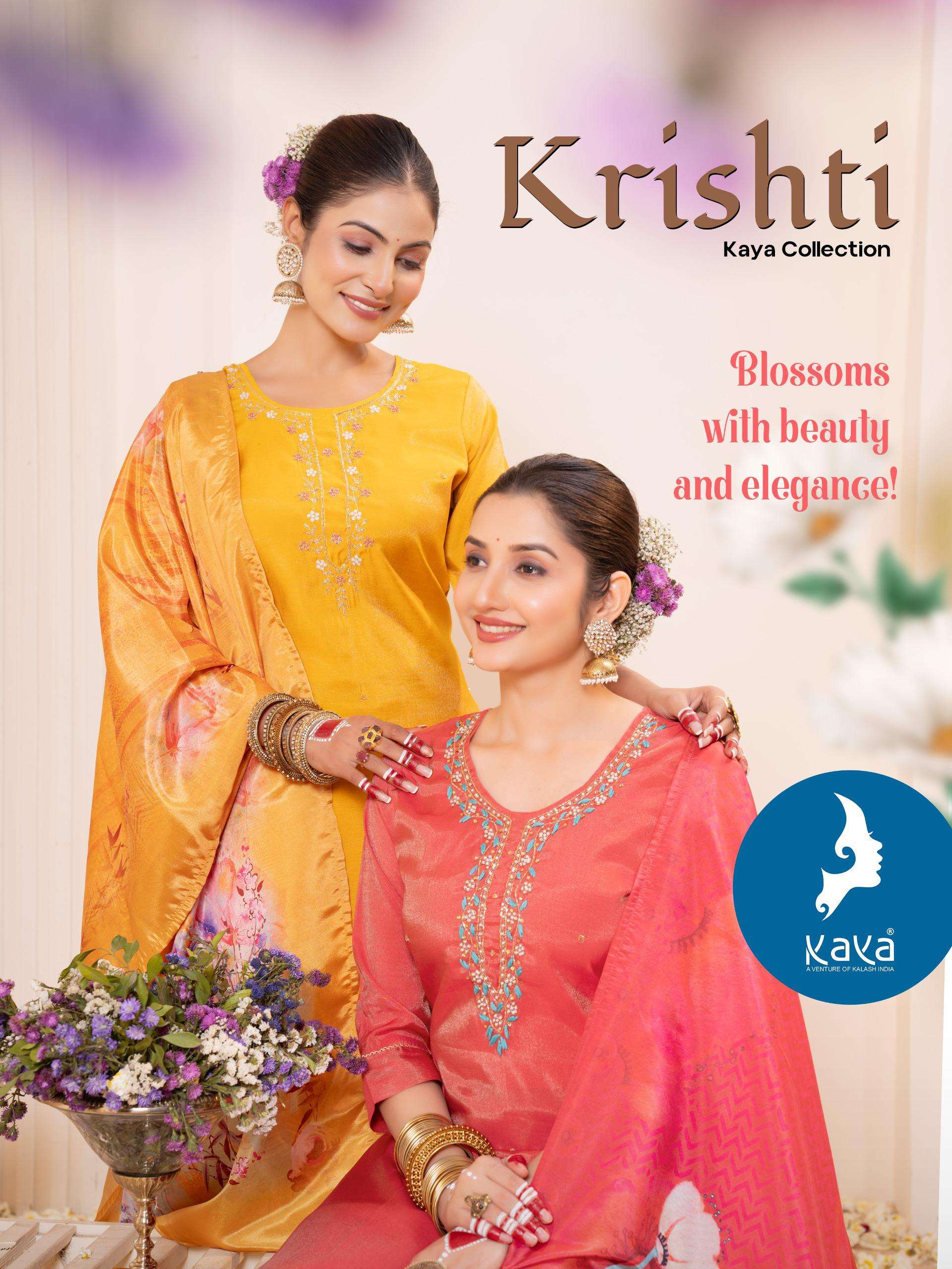 KRISHTI BY KAYA 01 TO 06 SERIES ROMAN SHIMMER WORK READYMADE DRESSES