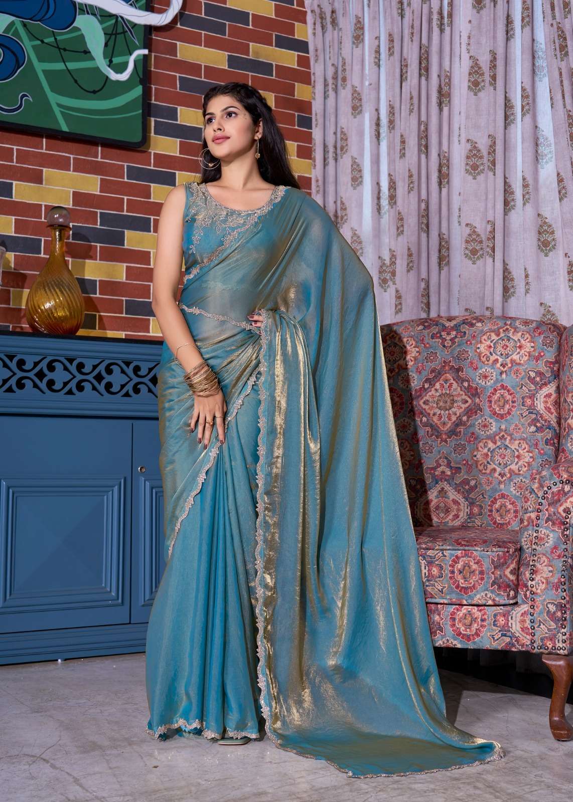 MEHAK 827-A TO 827-E SERIES BY MEHAK SAREES SATIN SILK HANDWORK FESTIVE WEAR SAREES