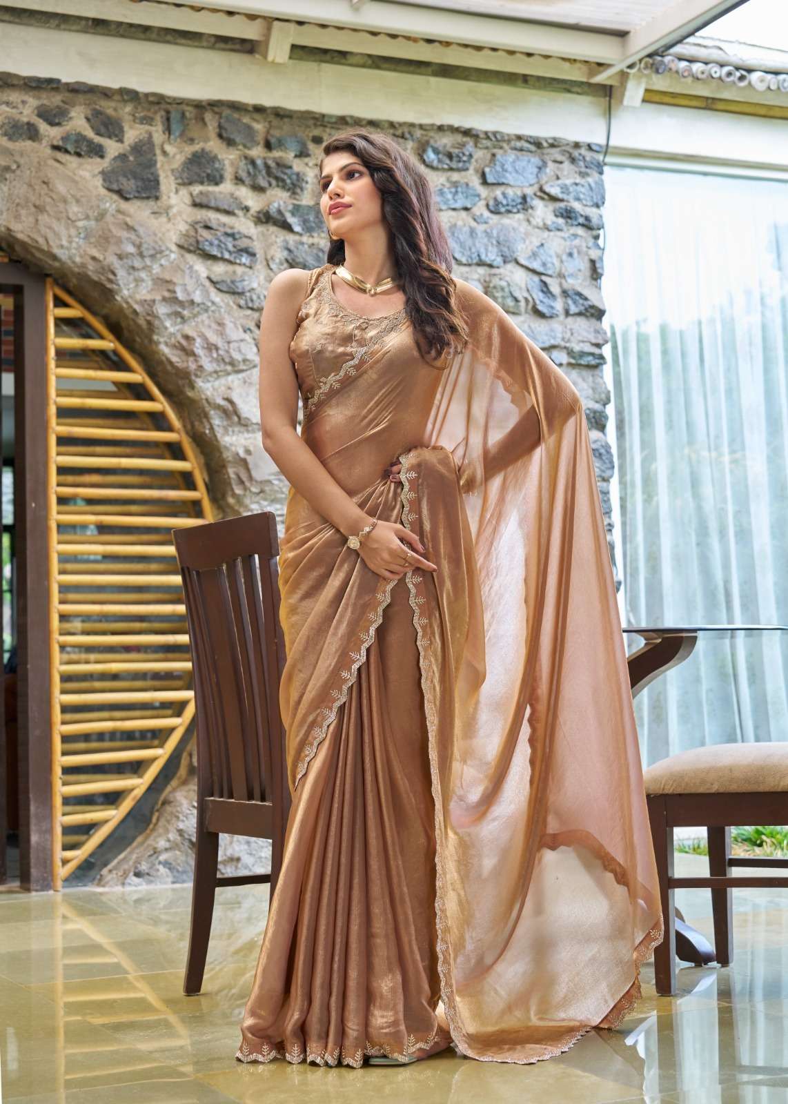 MEHAK 834-A TO 834-E SERIES BY MEHAK SAREES NC SATIN SILK HEAVY WORK SAREES