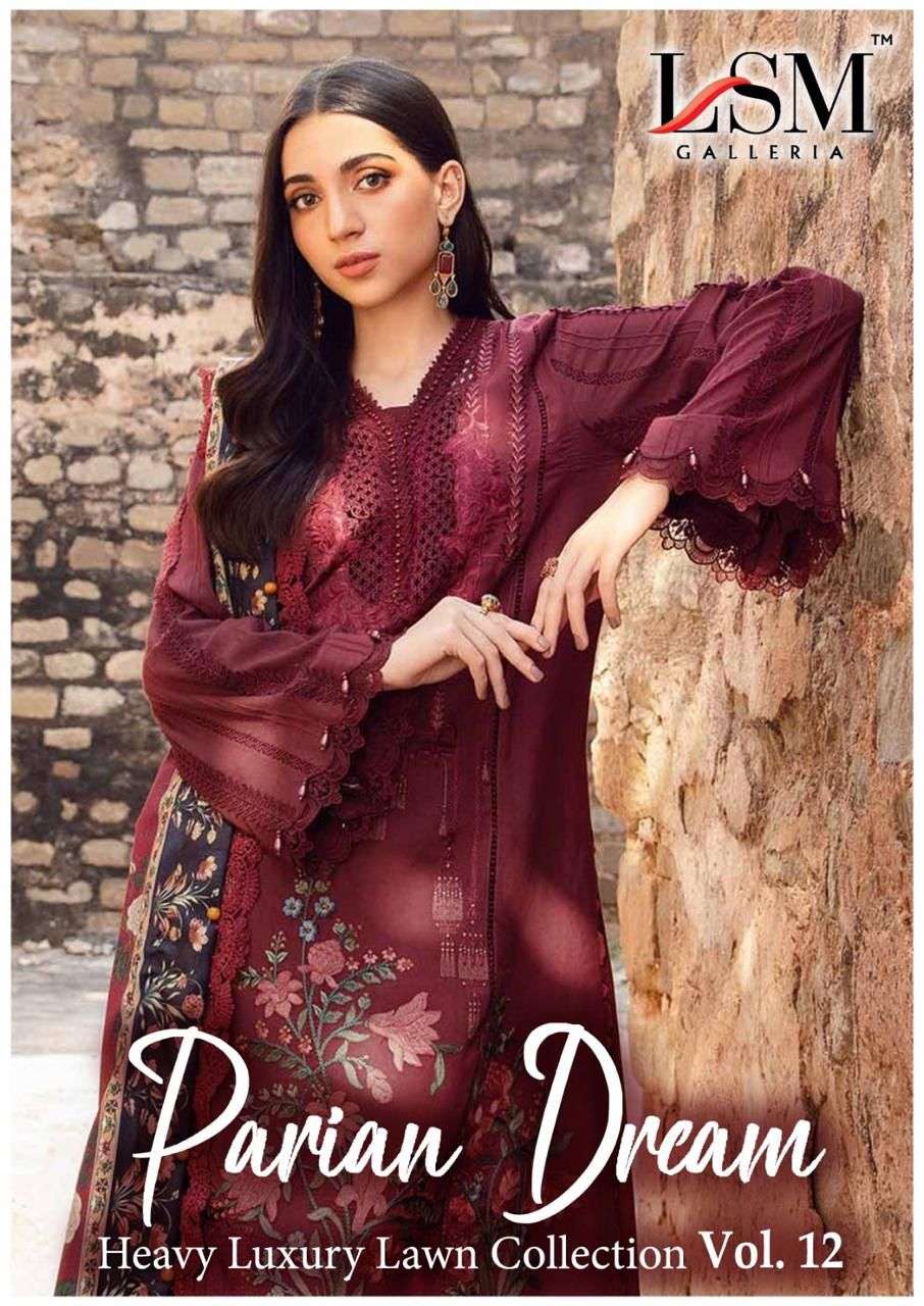 PARIAN DREAMS VOL-12 BY LSM GALLERIA 1201 TO 1206 SERIES COTTON PRINT DRESSES