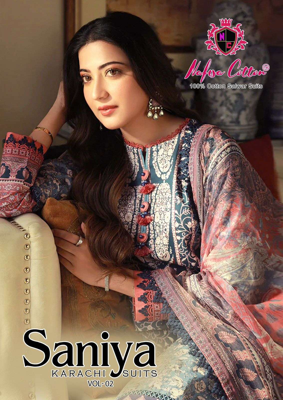 SANIYA KARACHI SUITS VOL-2 BY NAFISA COTTON 2001 TO 2006 SERIES COTTON DRESSES