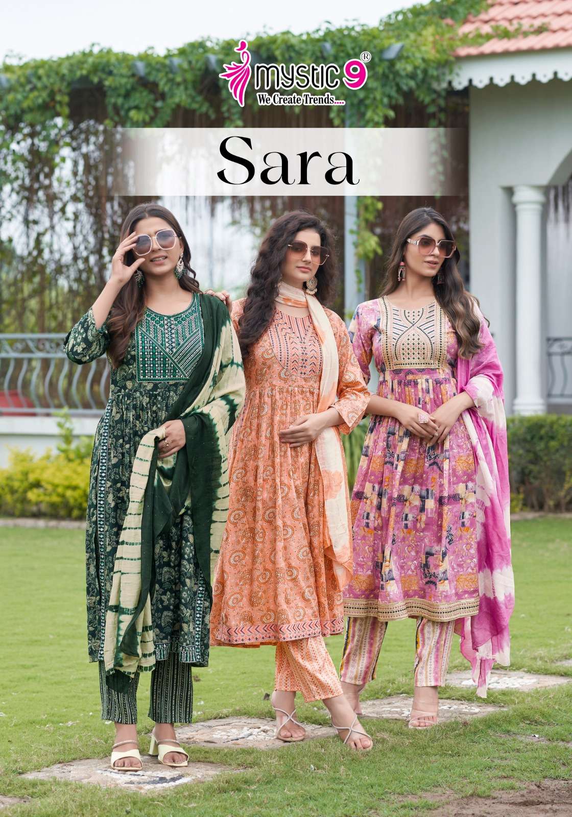 SARA VOL-14 BY MYSTIC9 14001 TO 14008 SERIES RAYON WORK READYMADE DRESSES