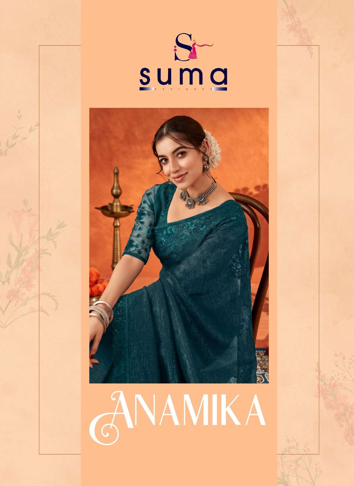 SUMA ANAMIKA BY AQSAWHOLESALE 5001 TO 5009 SERIES CHIFFON HEAVY WORK SAREES