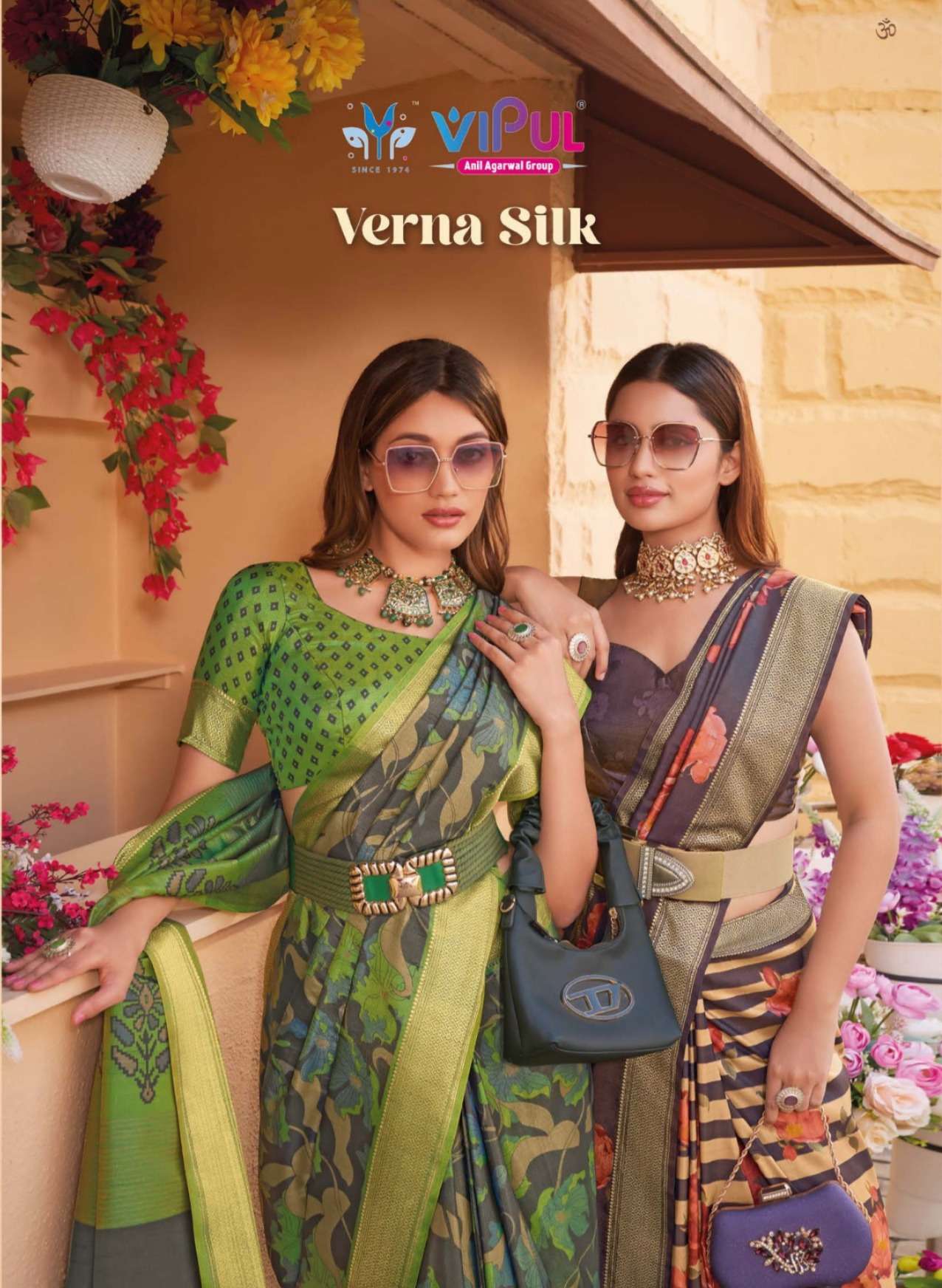 VERNA SILK BY VIPUL 87300 TO 87304 SERIES TWO TONE SILK PRINT SAREES