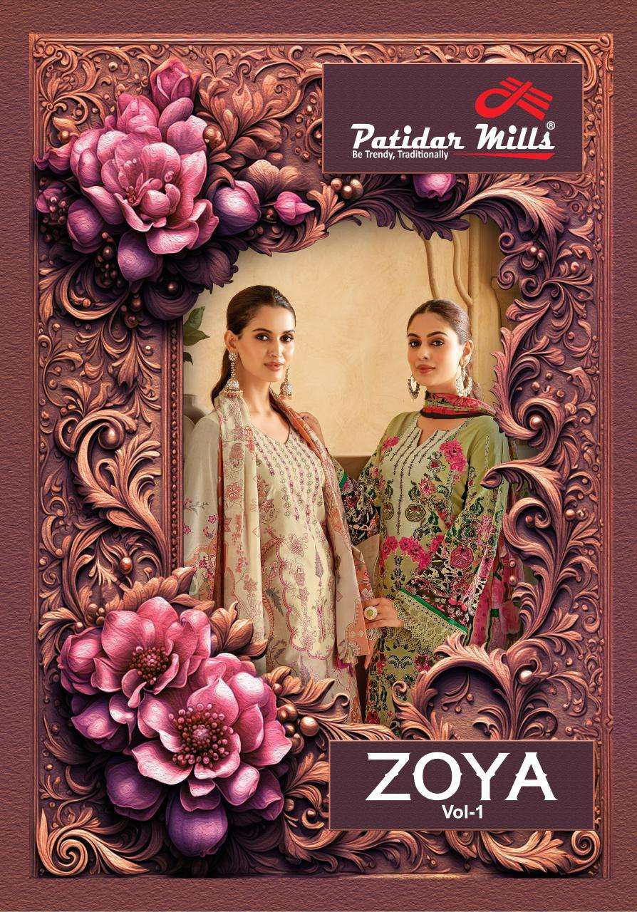 ZOYA VOL-1 BY PATIDAR MILLS 1001 TO 1008 SERIES COTTON PRINT PAKISTANI DRESSES