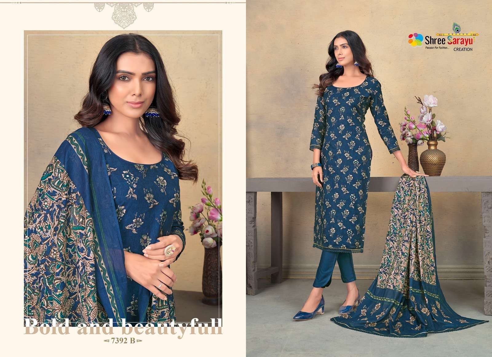 ETHNIC ROYALE BY SHREE SARAYU 7392-A TO 7392-D SERIES LAWN COTTON